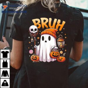 Bruh Ghost Halloween Cute Trick Or Treat Candy Kids Tshirt