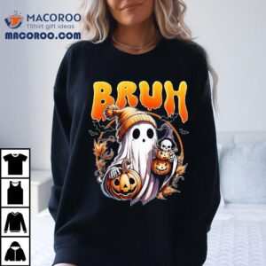 Bruh Halloween Cute Ghost Trick Or Treat Kids Shirt