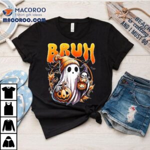 Bruh Halloween Cute Ghost Trick Or Treat Kids Tshirt