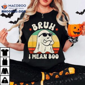 Bruh I Mean Boo Ghost Retro Halloween Costume Kids Shirt