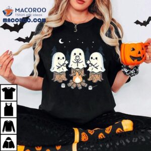 Campfire Ghost Spooky Marshmallow Halloween Bonfire Camping Tshirt