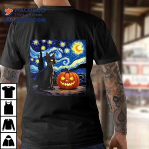 Cat Halloween Shirt Lovers Starry Night Van Gogh