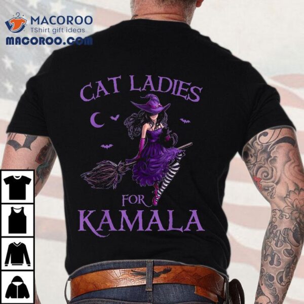 Cat Ladies Cheer For Kamala Harris 2024 Witches Halloween Shirt