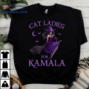 Cat Ladies Cheer For Kamala Harris 2024 Witches Halloween Shirt