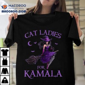 Cat Ladies Cheer For Kamala Harris Witches Halloween Tshirt