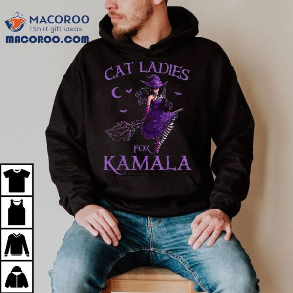 Cat Ladies Cheer For Kamala Harris 2024 Witches Halloween Shirt