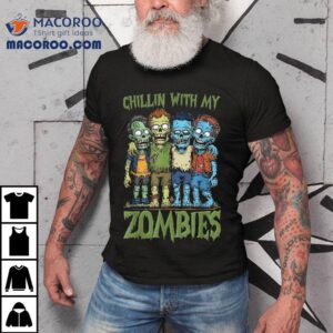 Chilling With My Zombies Halloween Boys Kids Funny Shirt