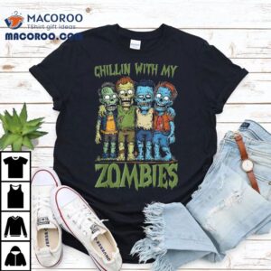 Chilling With My Zombies Halloween Boys Kids Funny Tshirt