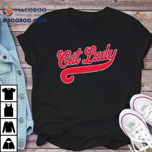 Cincinnati Reds Cat Lady Baseball Script Red Shirt