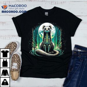 Cool Ferret Skeleton Halloween Christmas Birthday Tshirt