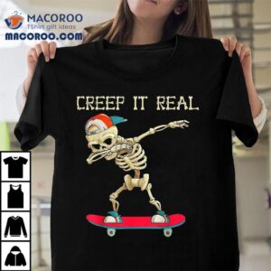 Creep It Real Dabbing Skate Skeleton Halloween Kid Boys Shirt