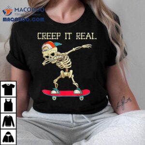 Creep It Real Dabbing Skate Skeleton Halloween Kid Boys Shirt