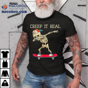 Creep It Real Dabbing Skate Skeleton Halloween Kid Boys Tshirt