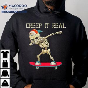 Creep It Real Dabbing Skate Skeleton Halloween Kid Boys Tshirt