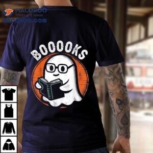 Cute Ghost Book Reading Books Lover Retro Halloween Teacher Shirt