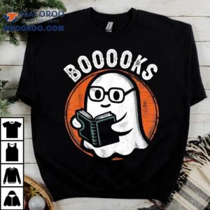 Cute Ghost Book Reading Books Lover Retro Halloween Teacher Shirt