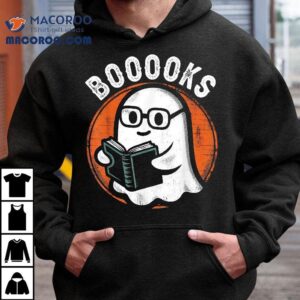 Cute Ghost Book Reading Books Lover Retro Halloween Teacher Tshirt