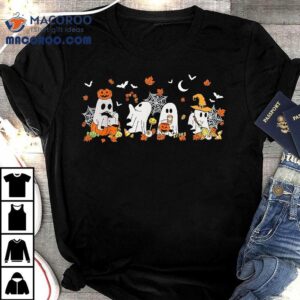 Cute Ghost Drinking Coffee Halloween Fall Book Reading Shirt 3 Cute Ghost Drinking Coffee Halloween Fall Book Reading Tshirt