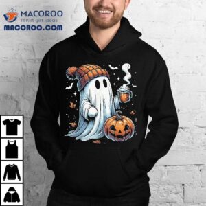 Cute Ghost Drinking Coffee Halloween Ice Wo Shirt