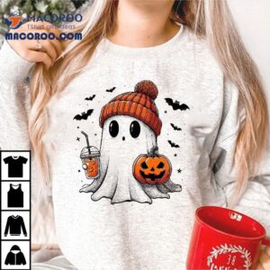Cute Ghost Drinking Coffee Halloween Ice Wo Shirt 2 Cute Ghost Drinking Coffee Halloween Ice Wo Tshirt