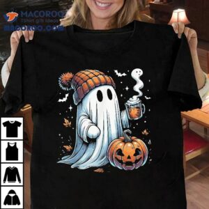 Cute Ghost Drinking Coffee Halloween Ice Wo Shirt 2 Cute Ghost Drinking Coffee Halloween Ice Wo Tshirt