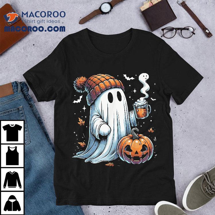 Cute Ghost Drinking Coffee Halloween Ice Wo Shirt Cute Ghost Drinking Coffee Halloween Ice Wo Shirt