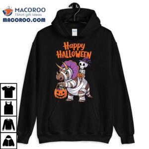 Cute Skeleton Riding Triceratops Happy Halloween Design Tshirt