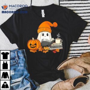 Cute Teacher Ghost Reading Book Lovers Halloween Coffee Shirt