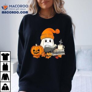 Cute Teacher Ghost Reading Book Lovers Halloween Coffee Tshirt
