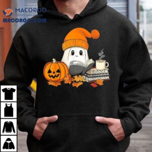Cute Teacher Ghost Reading Book Lovers Halloween Coffee Tshirt