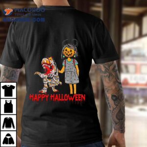 Dinosaur Halloween Funny Pumpkin Girl Tshirt