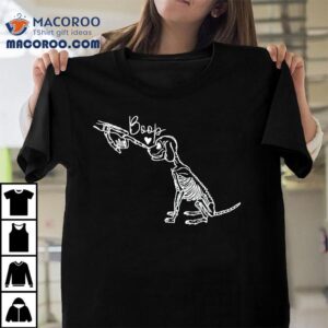 Dog Skeleton Hand Boop Funny Halloween Puppy Lover Gif Tshirt