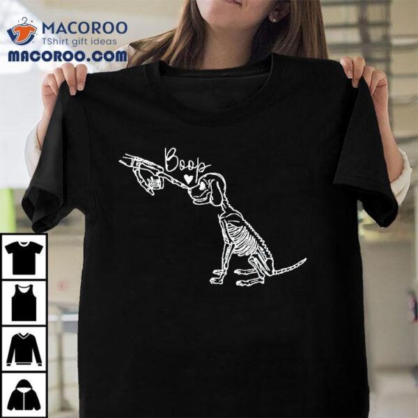 Dog Skeleton Hand Boop Funny Halloween Puppy Lover Gift Shirt