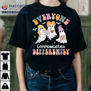 Everyone Communicates Differently Halloween Autism Teacher Shirt 3 Everyone Communicates Differently Halloween Autism Teacher Tshirt