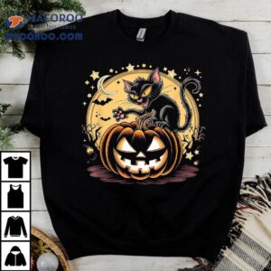 (feline & Frightful) Black Cat Pumpkin Halloween Shirt