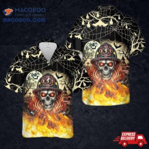 Firefighter Skull Halloween Hawaiian Shirt