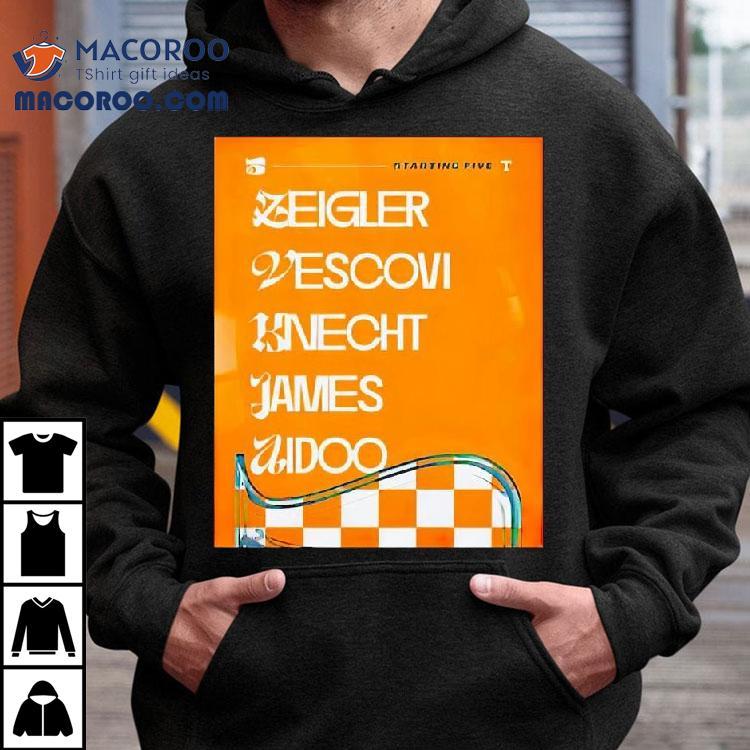 First Five At Sc Zeigler Vescovi Knecht James Aidoo Tennessee Volunrs Starting Five Shirt First Five At Sc Zeigler Vescovi Knecht James Aidoo Tennessee Volunrs Starting Five Shirt