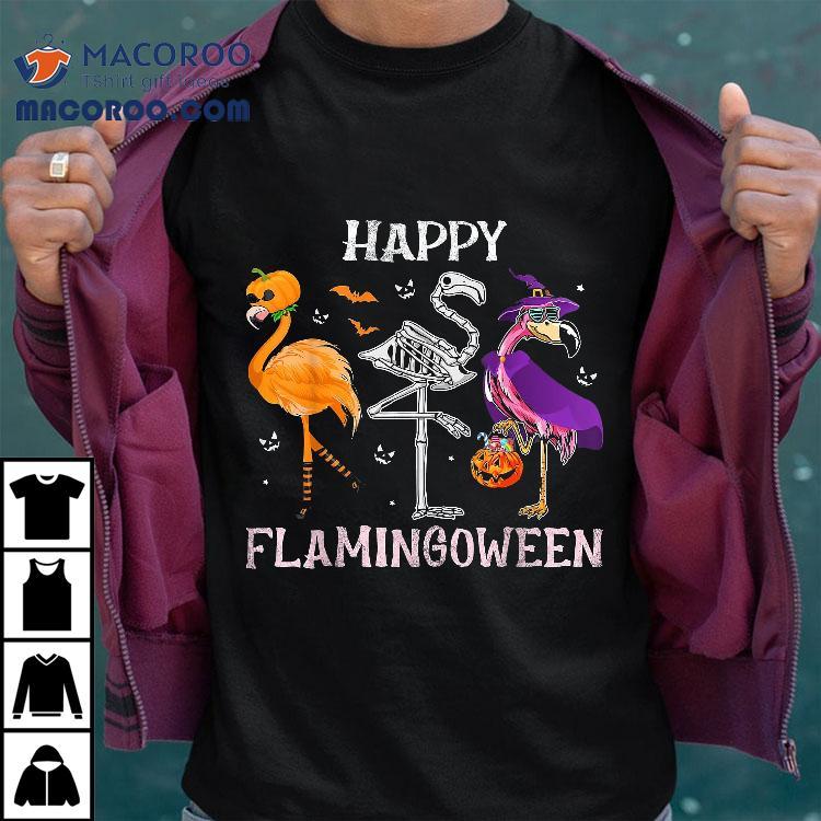 Flamingoween Halloween Pink Flamingo Costume Skeleton Witch Shirt Flamingoween Halloween Pink Flamingo Costume Skeleton Witch Shirt