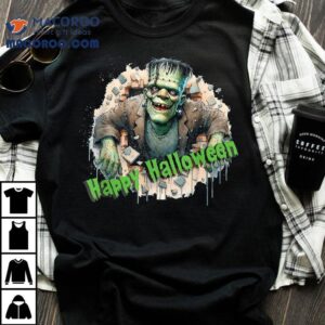 Frankenstein Horror Graphic Spooky Motif Happy Halloween Shirt Frankenstein Horror Graphic Spooky Motif Happy Halloween Shirt