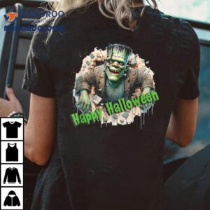 Frankenstein Horror Graphic Spooky Motif Happy Halloween Shirt