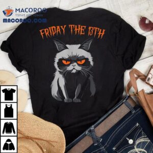 Friday The 13th 2024 Black Cat Halloween Funny Mom Dad Shirt