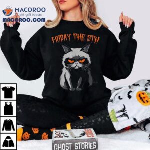 Friday The Th Black Cat Halloween Funny Mom Dad Tshirt