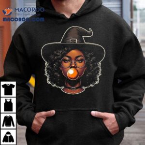 Funny Afro Girl Blowing Orange Bubble Gum Halloween Costume Shirt