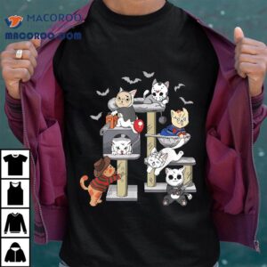 Funny Cat Horror Movies Cute Halloween Lovers Matching Tshirt