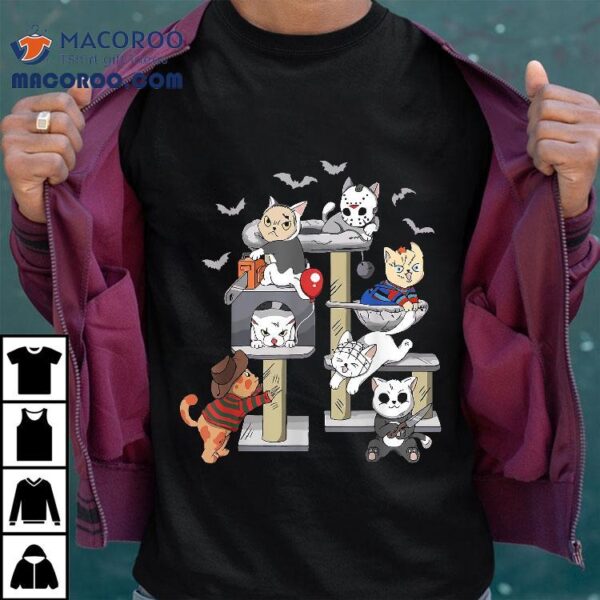 Funny Cat Horror Movies Cute Halloween Lovers Matching Shirt