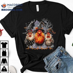 Funny Chicken Halloween Costume Spooky Season Chickens Witch Shirt