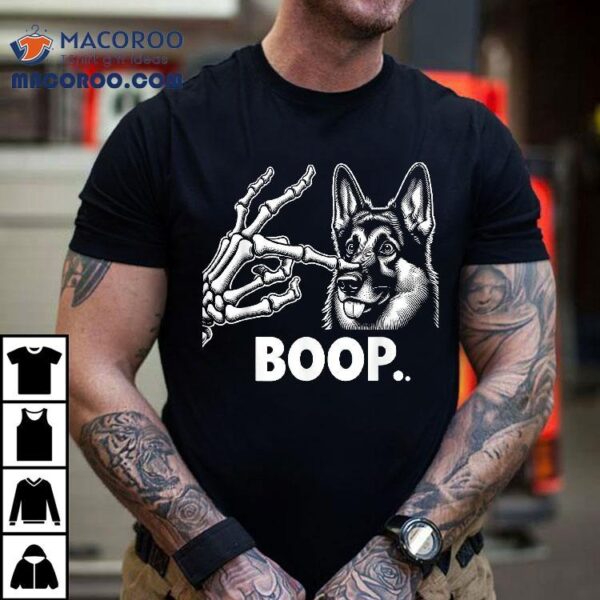 Funny Dog German Shepherd Skeleton Hand Boop Costume Shirt