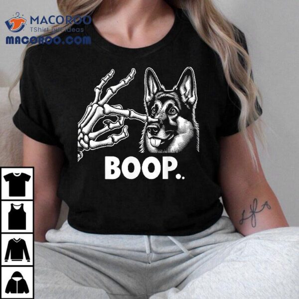 Funny Dog German Shepherd Skeleton Hand Boop Costume Shirt