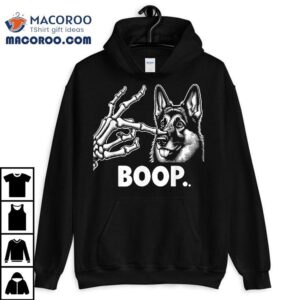 Funny Dog German Shepherd Skeleton Hand Boop Costume Tshirt