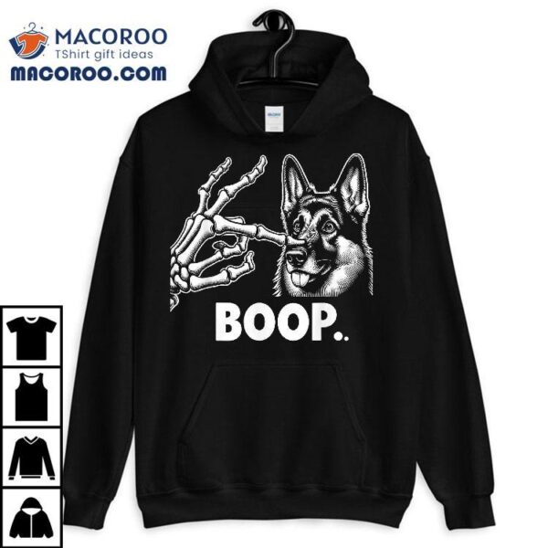 Funny Dog German Shepherd Skeleton Hand Boop Costume Shirt